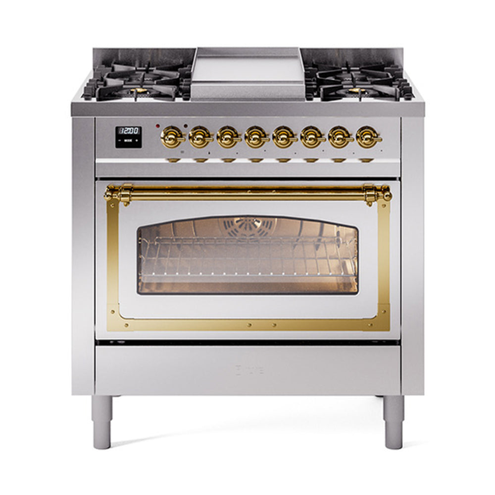 ILVE Nostalgie II Noblesse 36″ Dual Fuel Range Triple Glass Door -UN36FNMP