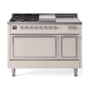 ILVE Nostalgie II Noblesse 48" Dual Fuel Freestanding Range 5 Sealed Burners + Griddle + French Top with Solid Door - UN48FSQNMP