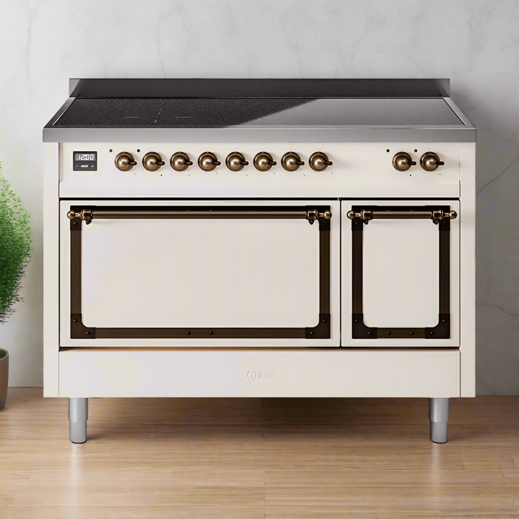 ILVE Nostalgie II Noblesse 48″ Induction Freestanding Range with Solid Door - UNI486QNMP