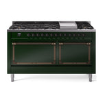 ILVE Nostalgie II Noblesse 60″ Dual Fuel Freestanding Range 9 Sealed Burners + Griddle with Solid Door - UN60FQNMP