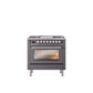 ILVE Professional Plus II 36-Inch Freestanding Dual Fuel Range with 6 Sealed Burner - UP36FWMP