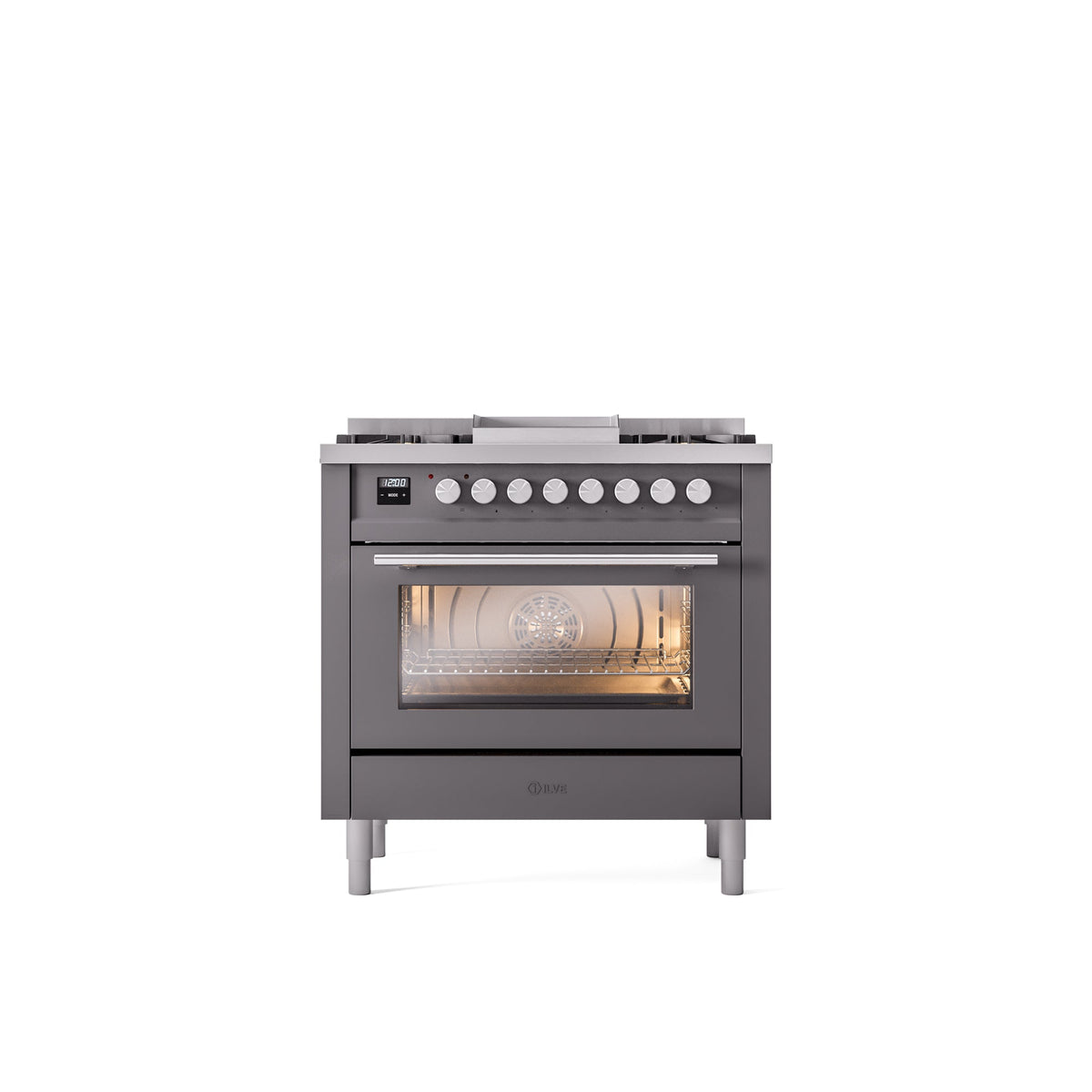 ILVE Professional Plus II 36-Inch Freestanding Dual Fuel Range with 6 Sealed Burner - UP36FWMP