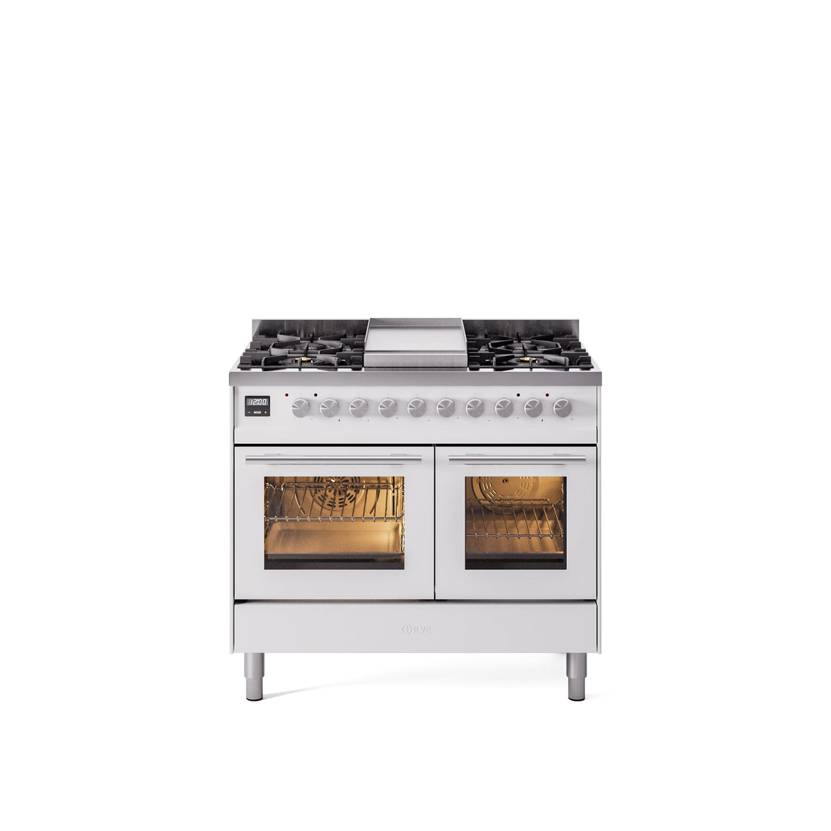ILVE Professional Plus II 40-Inch Freestanding Dual Fuel Range with 6 Sealed Burner - UPD40FWMP