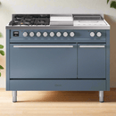 ILVE Professional Plus II 48" Dual Fuel Range with 5 Sealed Burners + Griddle + French Top Solid Door - UP48FSQMP