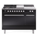 ILVE Professional Plus II 48" Dual Fuel Range with 5 Sealed Burners + Griddle + French Top Solid Door - UP48FSQMP