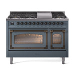 ILVE Nostalgie II Noblesse 48" Dual Fuel Freestanding Range 8 Sealed Burners + Griddle with Triple Glass Door - UN48FNMP