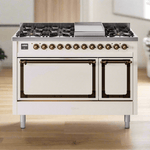 ILVE Nostalgie II Noblesse 48" Dual Fuel Freestanding Range 8 Sealed Burners + Griddle with Solid Door - UN48FQNMP