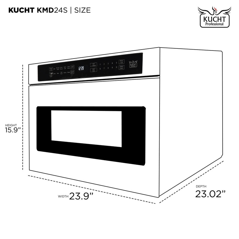 Kucht 5-Piece Appliance Package - 48" Gas Range, 36" Panel Ready Refrigerator, Wall Mount Hood, Panel Ready Dishwasher, & Microwave Drawer
