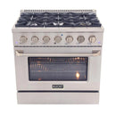 Kucht 36-in Deep Recessed 6 Burners Convection Oven Freestanding Dual Fuel Range