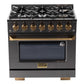 KUCHT Gemstone Professional 36-Inch 5.2 Cu. Ft. Dual Fuel Range with Sealed Burners and Convection Oven - KED364