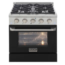 Kucht 30-Inch 4.2 Cu. Ft. Gas Range - Sealed Burners and Convection Oven in Black KNG301-K