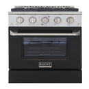Kucht 30-Inch 4.2 Cu. Ft. Gas Range - Sealed Burners and Convection Oven in Black KNG301-K