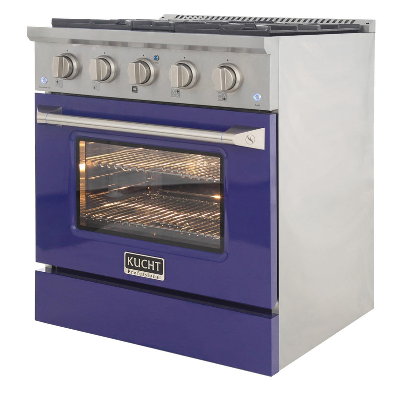 Kucht 30-Inch 4.2 Cu. Ft. Gas Range - Sealed Burners and Convection Oven in Blue (KNG301-B)
