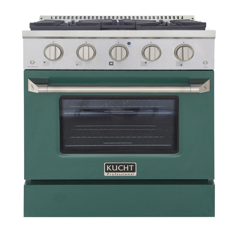 Kucht 30-Inch 4.2 Cu. Ft. Gas Range - Sealed Burners and Convection Oven in Green KNG301-G