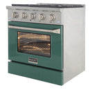 Kucht 30-Inch 4.2 Cu. Ft. Gas Range - Sealed Burners and Convection Oven in Green KNG301-G