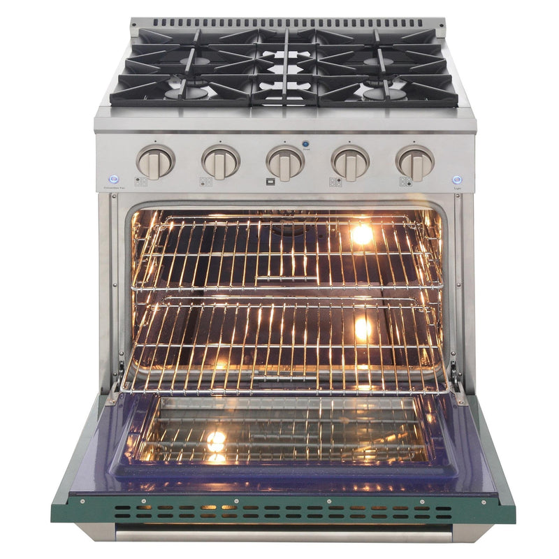 Kucht 30-Inch 4.2 Cu. Ft. Gas Range - Sealed Burners and Convection Oven in Green KNG301-G