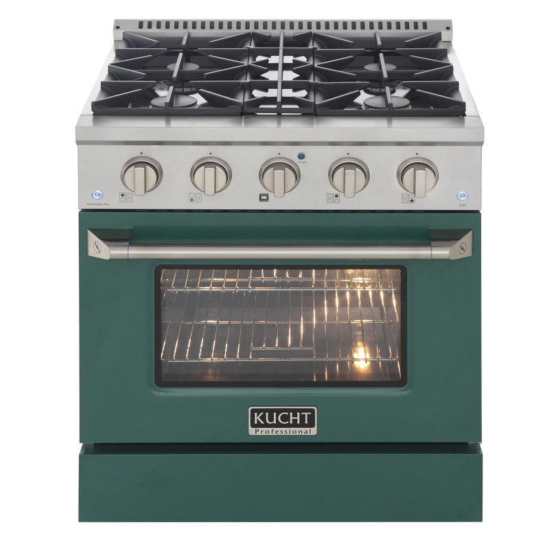 Kucht 30-Inch 4.2 Cu. Ft. Gas Range - Sealed Burners and Convection Oven in Green KNG301-G
