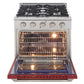 Kucht 30-Inch 4.2 Cu. Ft. Gas Range - Sealed Burners and Convection Oven in Red KNG301-R