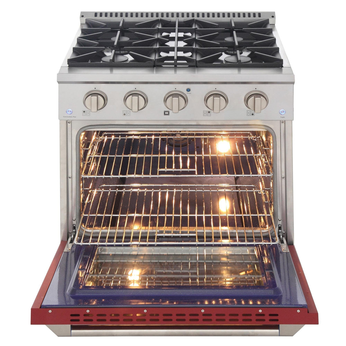 Kucht 30-Inch 4.2 Cu. Ft. Gas Range - Sealed Burners and Convection Oven in Red KNG301-R