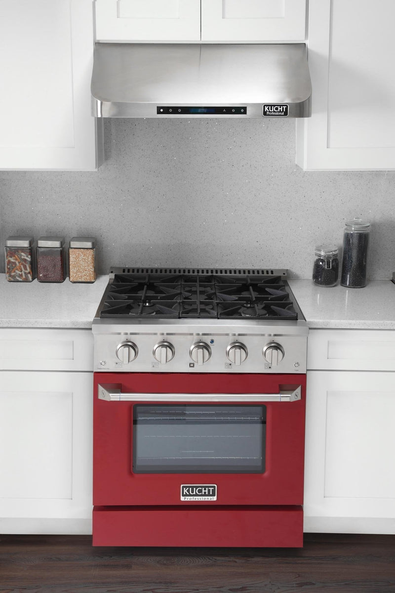 Kucht 30-Inch 4.2 Cu. Ft. Gas Range - Sealed Burners and Convection Oven in Red KNG301-R