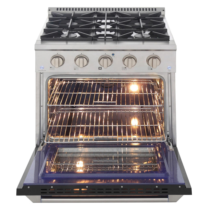 Kucht 30-Inch 4.2 Cu. Ft. Gas Range - Sealed Burners and Convection Oven in White (KNG301-W)