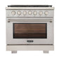 Kucht 5-Piece Appliance Package - 36-Inch Gas Range, 36-Inch Panel Ready Refrigerator, Wall Mount Hood, Panel Ready Dishwasher, & Microwave Drawer