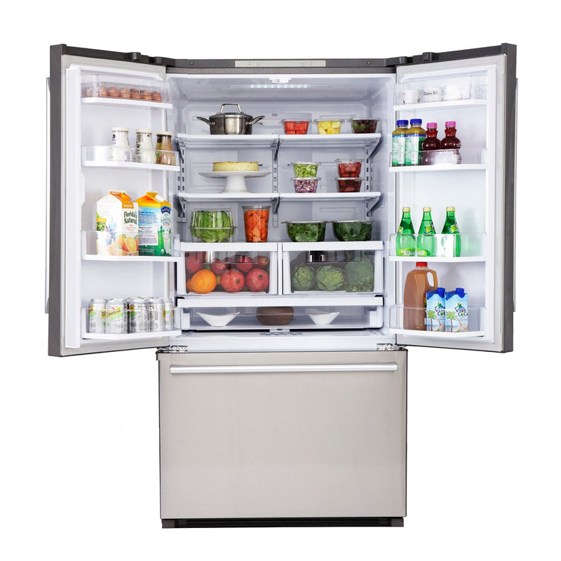 Kucht 5-Piece Appliance Package - 36-Inch Dual Range, Refrigerator, Under Cabinet Hood, Dishwasher, & Microwave Drawer in Stainless Steel