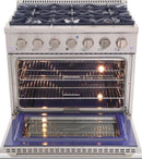 Kucht Professional 36 in. 5.2 cu ft. Natural Gas Range, Range Hood & Dishwasher Package, AP-KNG361-S-2