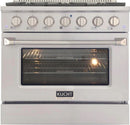 Kucht Professional 36 in. 5.2 cu ft. Natural Gas Range, Range Hood & Microwave Drawer Package, AP-KNG361-S-3