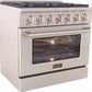Kucht Professional 36 in. 5.2 cu ft. Natural Gas Range, Range Hood & Microwave Drawer Package, AP-KNG361-S-7