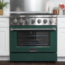 Kucht 36-Inch 5.2 Cu. Ft. Gas Range - Sealed Burners and Convection Oven in Green KNG361-G