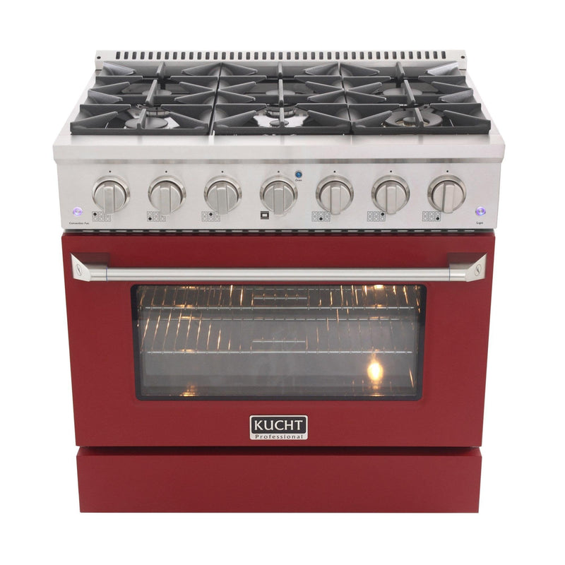 Kucht 36-Inch 5.2 Cu. Ft. Gas Range - Sealed Burners and Convection Oven in Red KNG361-R