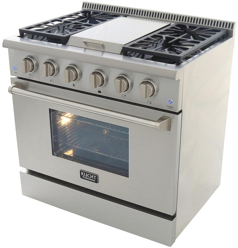 Kucht 36-Inch 5.2 Cu. Ft. Gas Range with Griddle in Stainless Steel (KRG3609U)