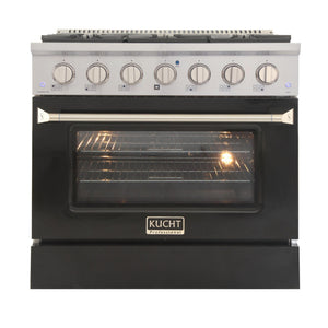 Kucht 36-Inch 5.2 Cu. Ft. Range - Sealed Burners and Convection Oven in Black KNG361-K