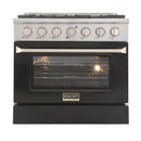 Kucht 36-Inch 5.2 Cu. Ft. Range - Sealed Burners and Convection Oven in Black KNG361-K