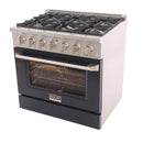 Kucht 36-Inch 5.2 Cu. Ft. Range - Sealed Burners and Convection Oven in Black KNG361-K