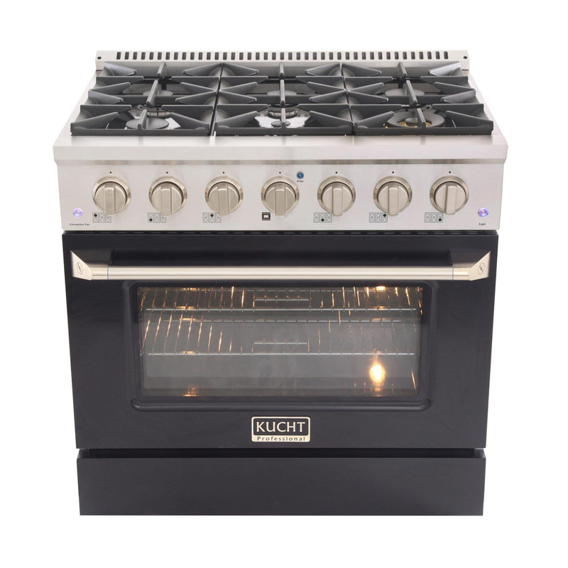Kucht 36-Inch 5.2 Cu. Ft. Range - Sealed Burners and Convection Oven in Black (KNG361-K)