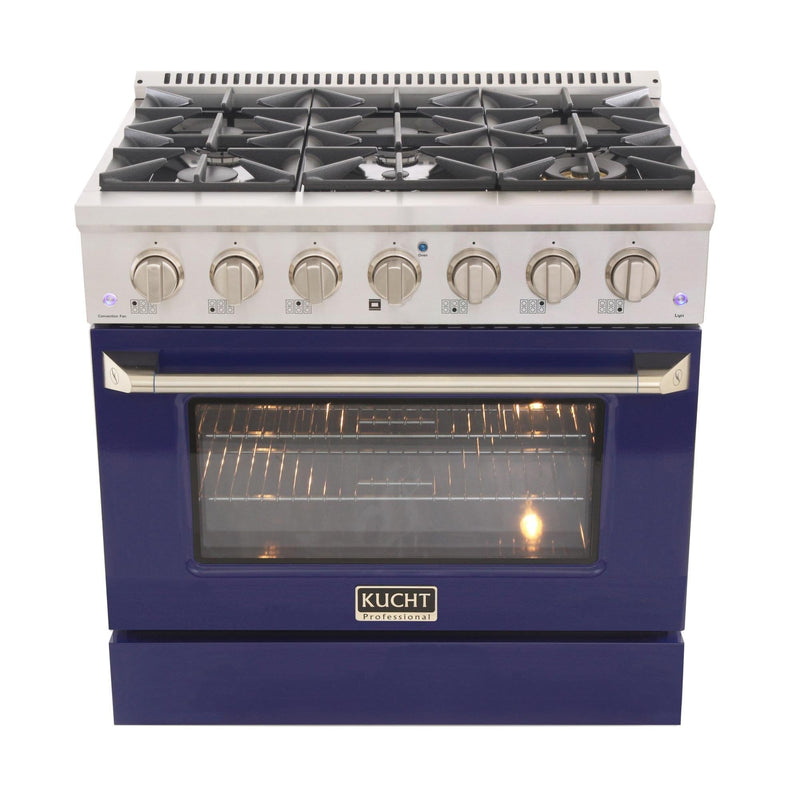 Kucht 36-Inch 5.2 Cu. Ft. Range - Sealed Burners and Convection Oven in Blue KNG361-B