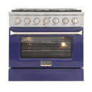 Kucht 36-Inch 5.2 Cu. Ft. Range - Sealed Burners and Convection Oven in Blue KNG361-B