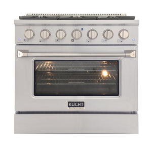 Kucht 36-Inch 5.2 Cu. Ft. Range - Sealed Burners and Convection Oven in Stainless Steel KNG361-S