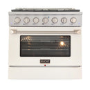 Kucht 36-Inch 5.2 Cu. Ft. Range - Sealed Burners and Convection Oven in White KNG361-W