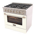Kucht 36-Inch 5.2 Cu. Ft. Range - Sealed Burners and Convection Oven in White KNG361-W