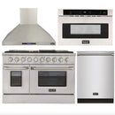 Kucht Professional 48 in. 6.7 cu ft. Natural Gas Range, Range Hood, Microwave Drawer, Dishwasher Package, AP-KNG481-S-4