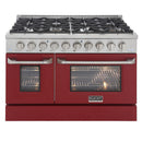 Kucht 48-Inch 6.7 Cu. Ft. Gas Range with Grill/Griddle in Red KNG481-R
