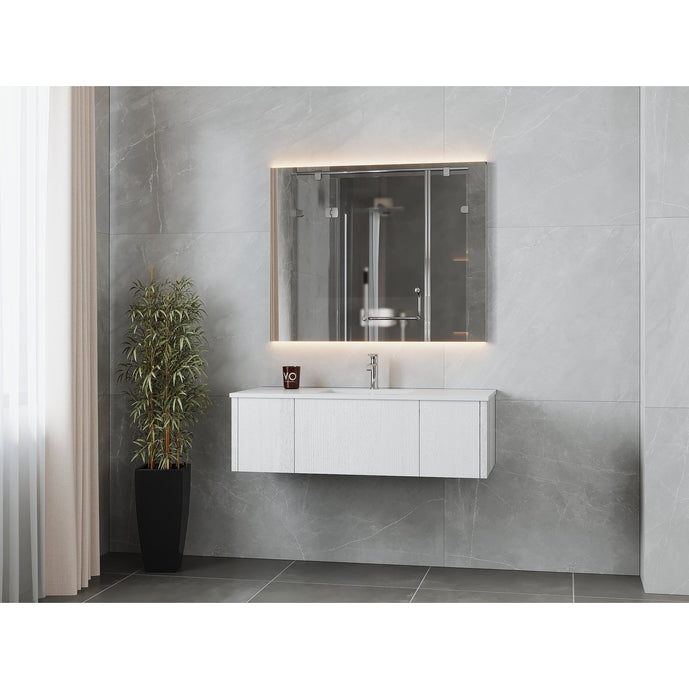 Laviva Legno 48" Alabaster White Bathroom Vanity with Matte White VIVA Stone Solid Surface Countertop 313LGN-48AW-MW