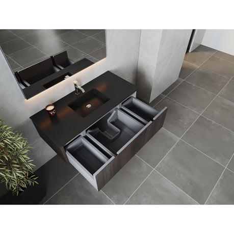 Laviva Legno 48" Carbon Oak Bathroom Vanity with Matte Black VIVA Stone Solid Surface Countertop 313LGN-48CR-MB