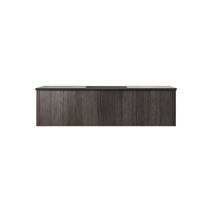 Laviva Legno 54" Carbon Oak Bathroom Vanity with Matte Black VIVA Stone Solid Surface Countertop 313LGN-54CR-MB