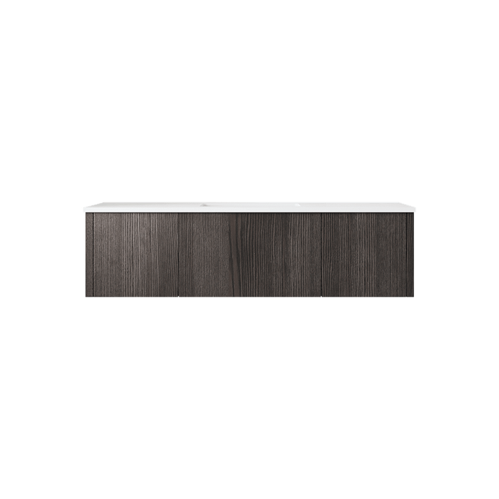 Laviva Legno 54" Carbon Oak Bathroom Vanity with Matte White VIVA Stone Solid Surface Countertop 313LGN-54CR-MW