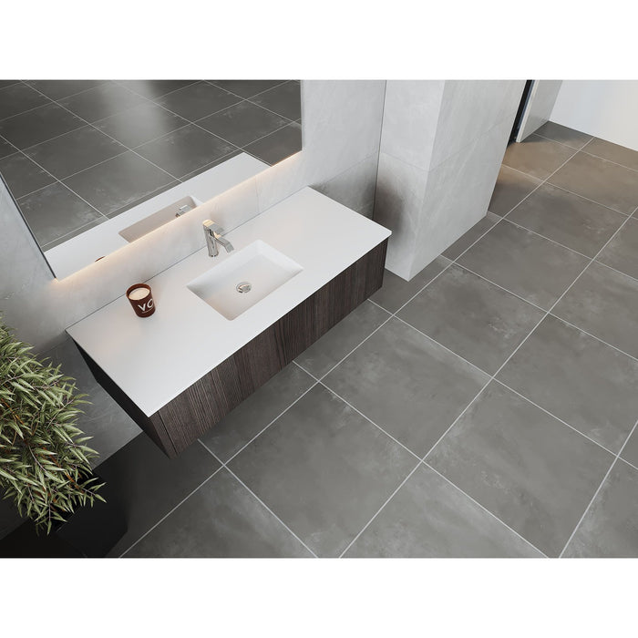 Laviva Legno 54" Carbon Oak Bathroom Vanity with Matte White VIVA Stone Solid Surface Countertop 313LGN-54CR-MW