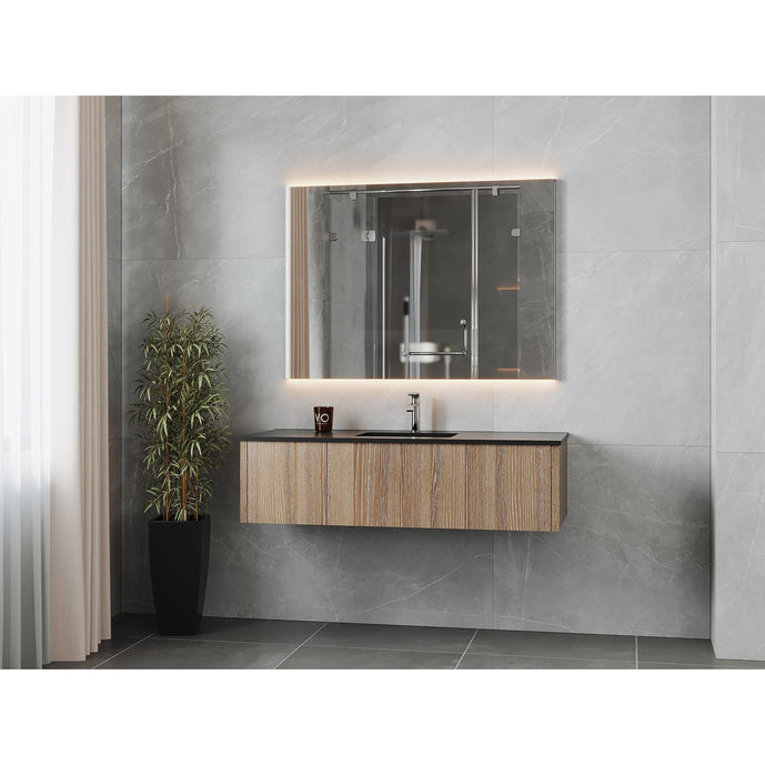 Laviva Legno 54" Weathered Grey Bathroom Vanity with Matte Black VIVA Stone Solid Surface Countertop 313LGN-54WG-MB
